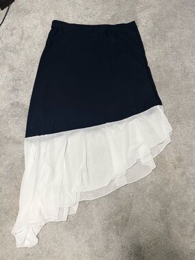 Y2K Asymmetric Black and White Ruffle Skirt